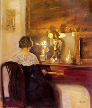 Carl Holsoe : A Lady Playing the Spinet